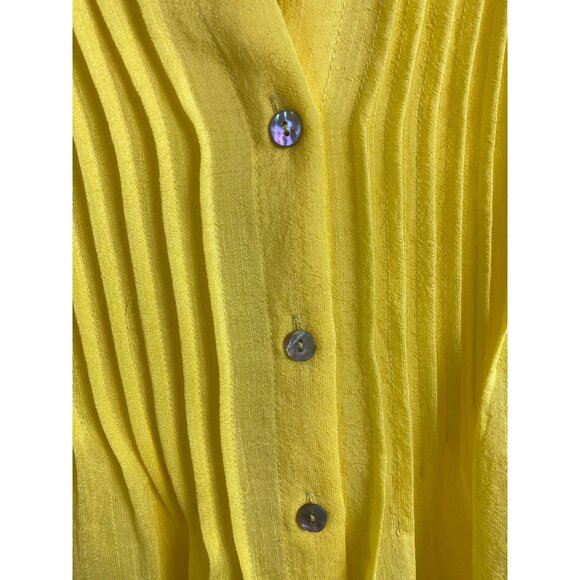 Figueroa‎ & Flowers Women Yellow Flower Long Sleeve Boho Top Size Medium Peasant - Picture 4 of 12